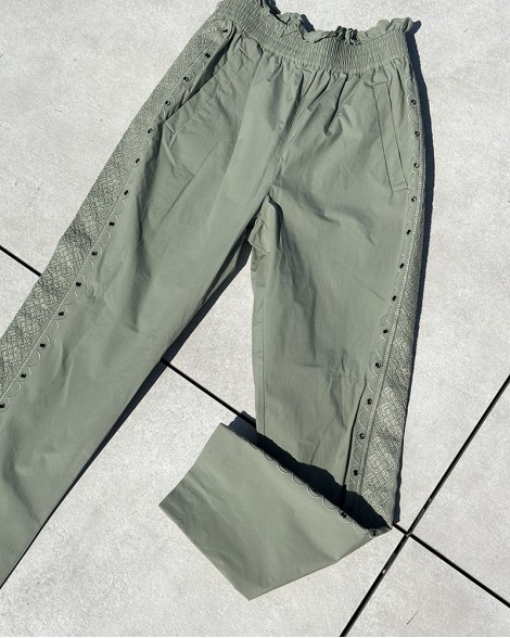 Kalhoty dámské Twinset khaki plátěné